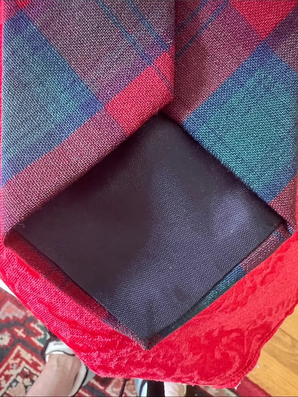 Vintage Pendleton Tie Red Blue Plaid 100% Virgin Wool Made USA 3